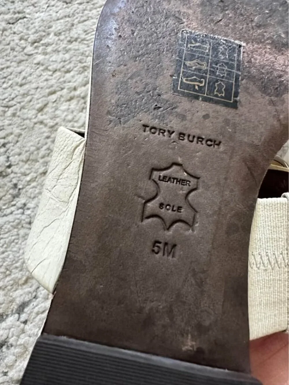Tory Burch Georgia Logo sandals in ivory size 5